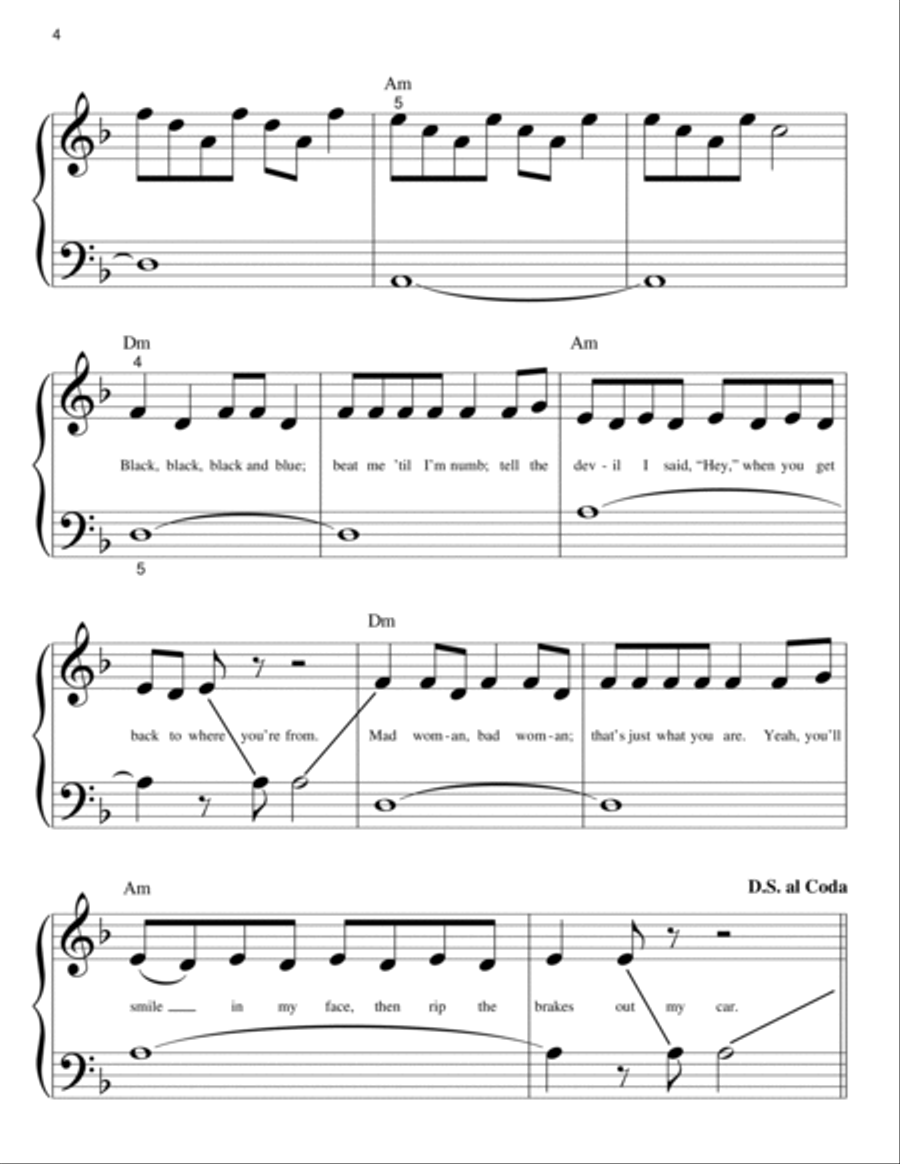 Grenade Easy Piano scores gallery preview page 4