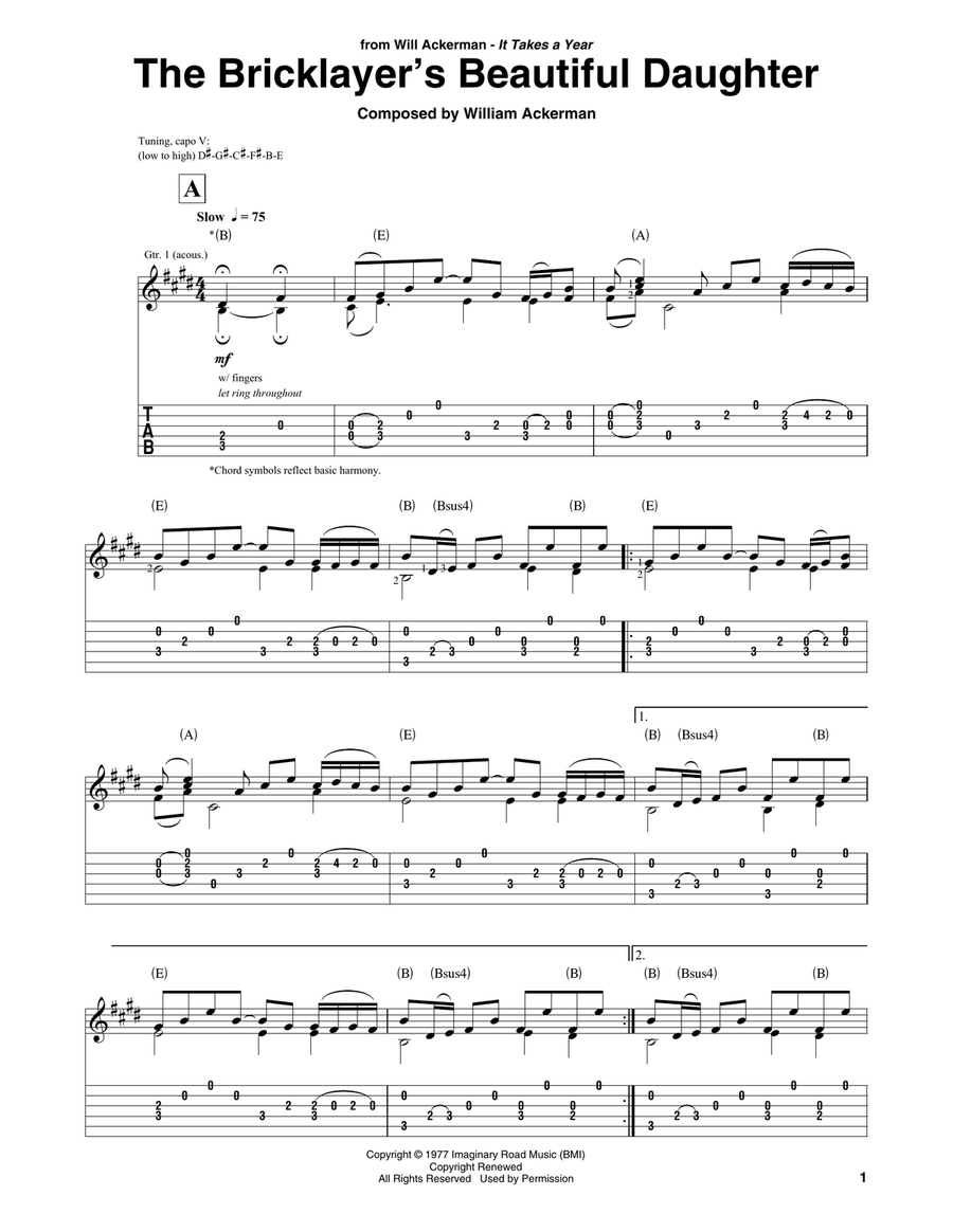 The Bricklayer's Beautiful Daughter Guitar Solo scores gallery preview page 1