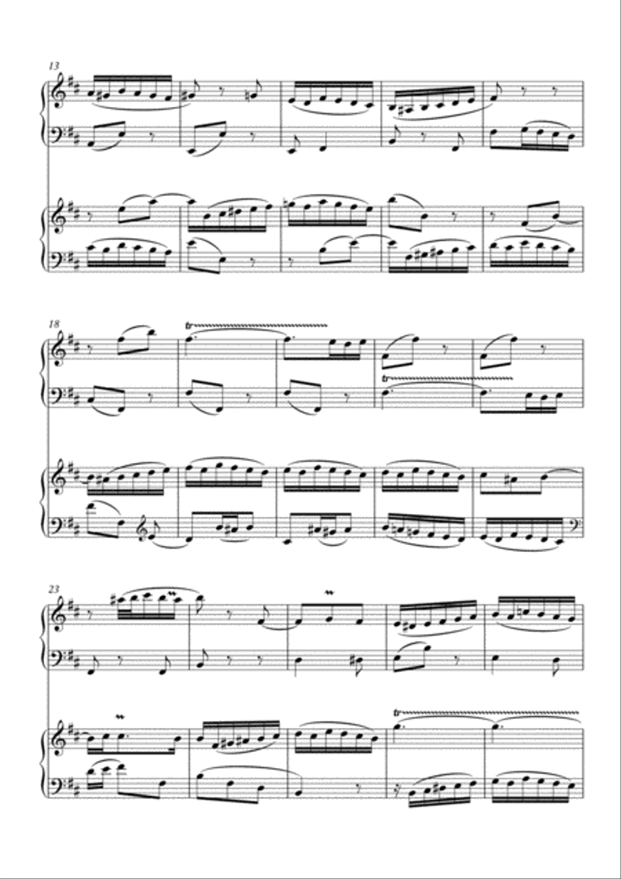 Bach 2 Part Invention no. 3 in D major for 2 pianos, 4 hands (second piano part by Simon Peberdy) Piano Method scores gallery preview page 3