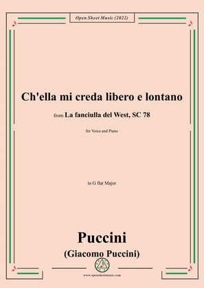 Book cover for Puccini-Ch'ella mi creda libero e lontano,in G flat Major,for Voice and Piano