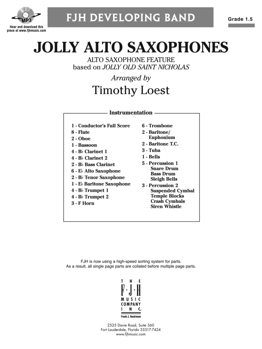 Jolly Alto Saxophones: Score Concert Band scores gallery preview page 1