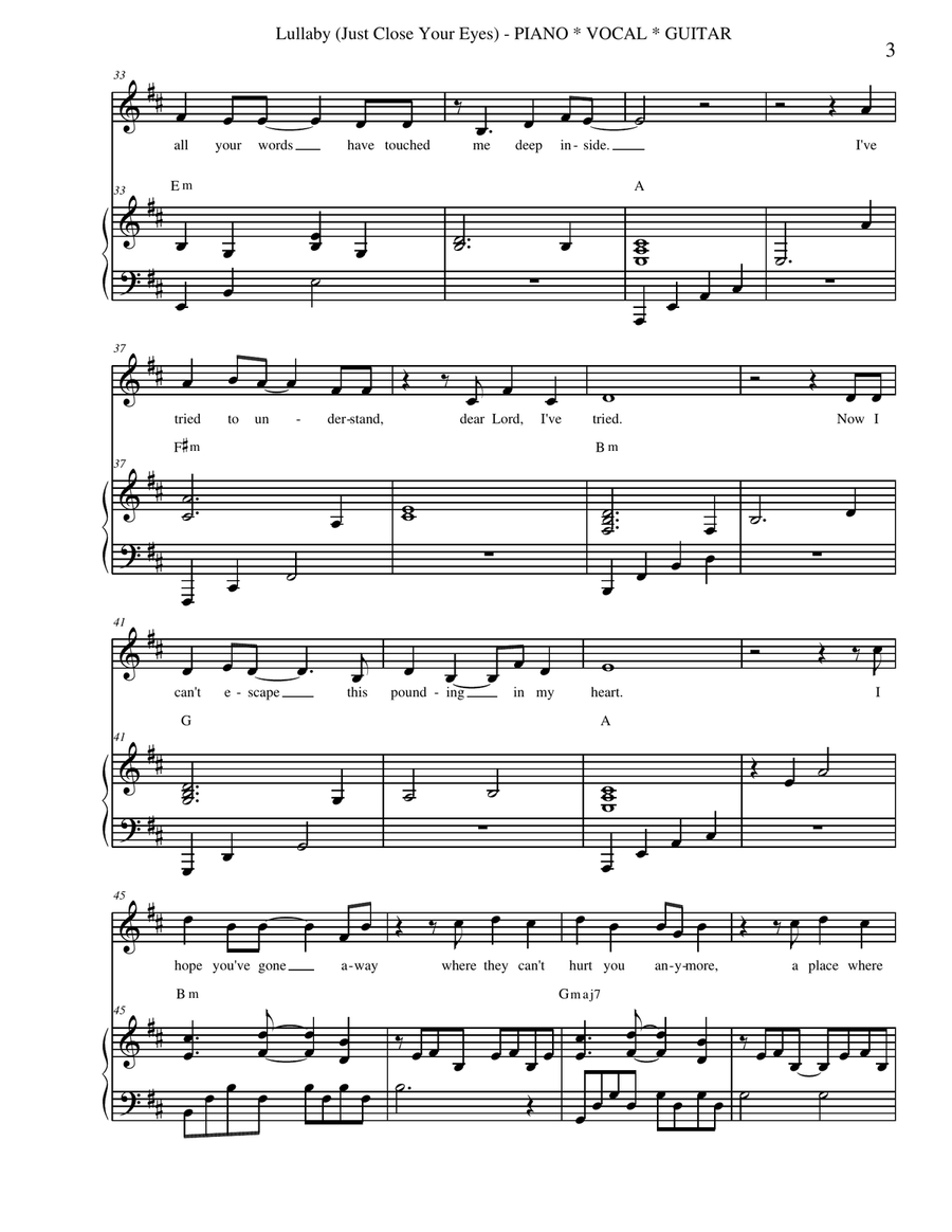 Lullaby (Just Close Your Eyes) Piano, Vocal scores gallery preview page 3