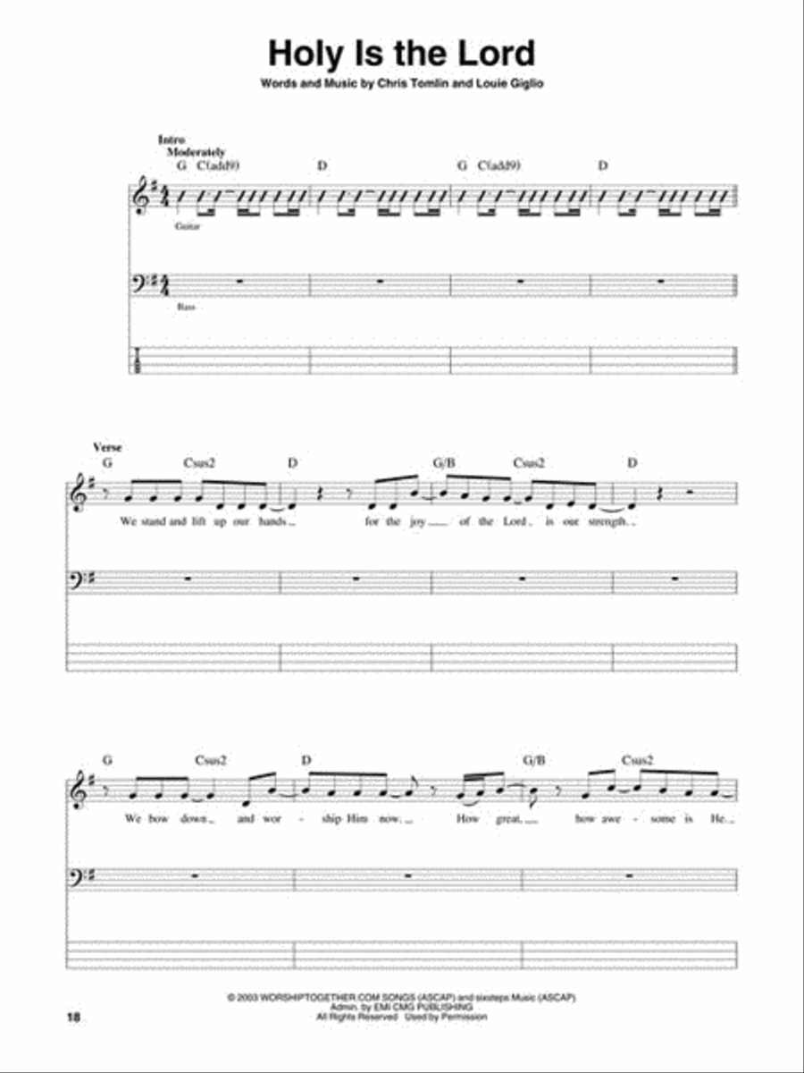 Holy Is the Lord - Bass Edition Guitar Tablature scores gallery preview page 3