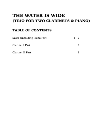 The Water is Wide (Trio for Two Clarinets and Piano) image number null