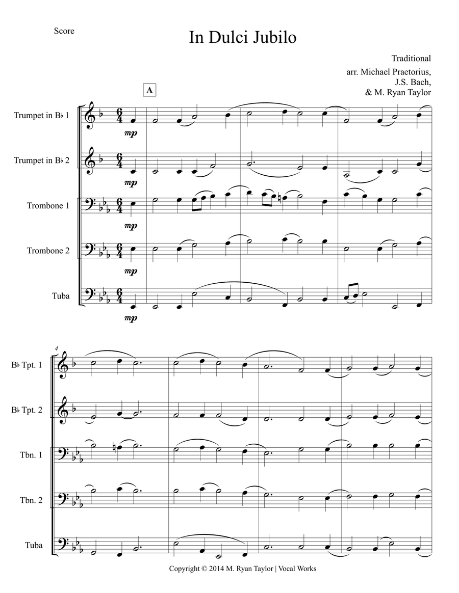 In Dulci Jubilo : Brass Quintet Brass Quintet scores gallery preview page 1