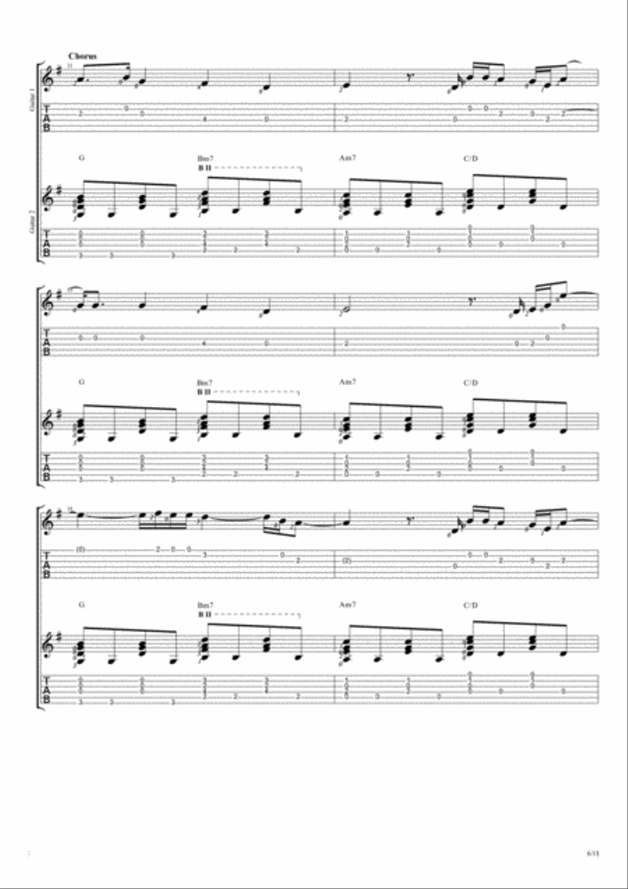 Easy Guitar Tablature scores gallery preview page 6
