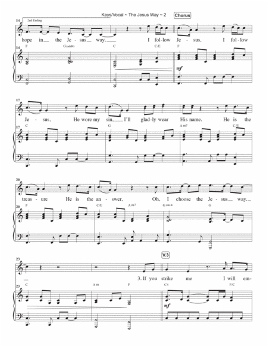 The Jesus Way The Jesus Way Piano, Vocal, Guitar scores gallery preview page 3