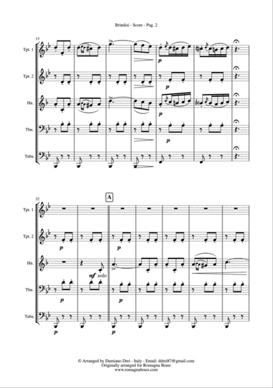 Brindisi from Traviata - Brass Quintet Brass Quintet scores gallery preview page 3