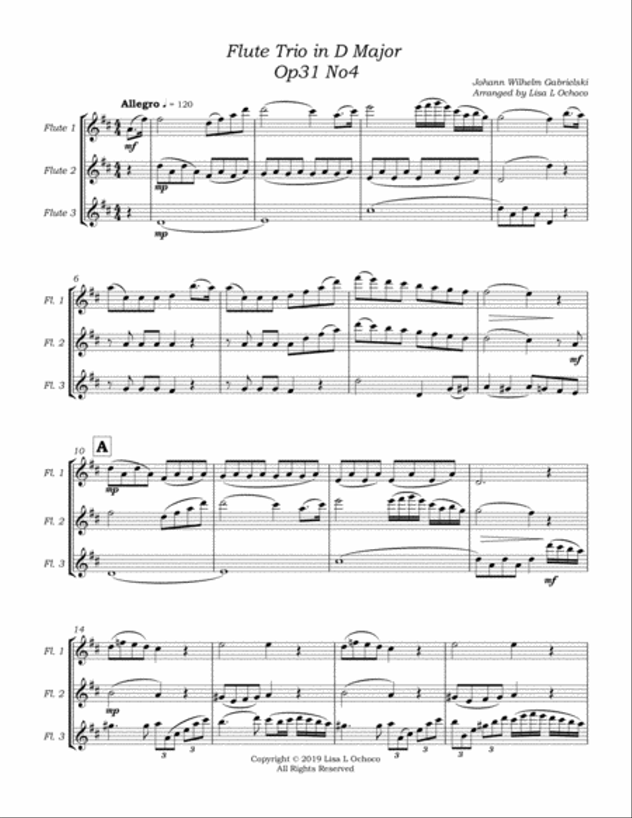 Trio in D Major Op31, No4 for Flute Trio Flute Trio scores gallery preview page 5