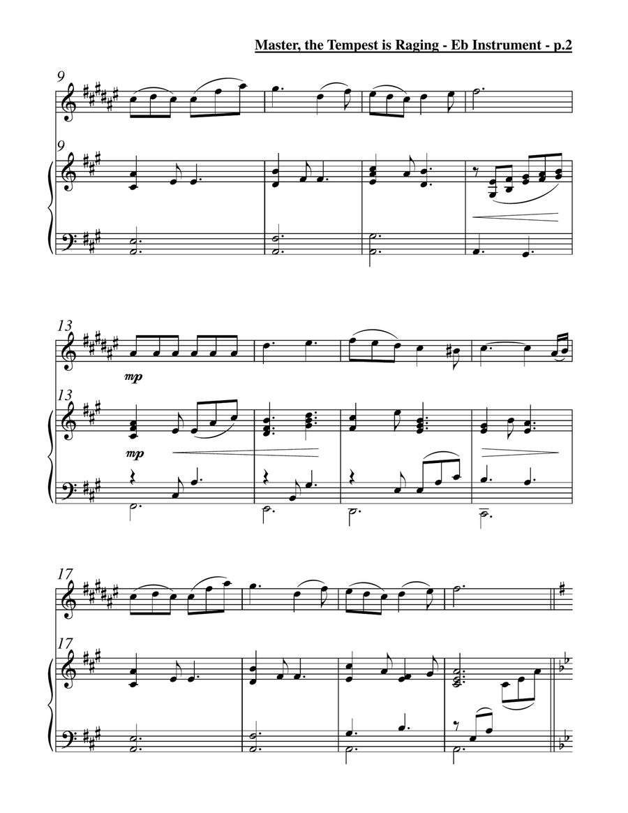 Master, the Tempest is Raging (Solo Alto Sax & Piano) Alto Saxophone scores gallery preview page 3