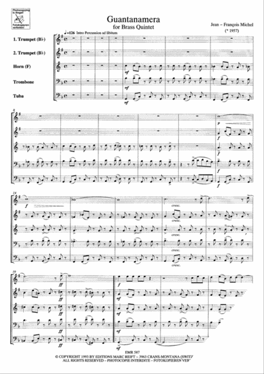 Guantanamera Brass Quintet scores gallery preview page 4
