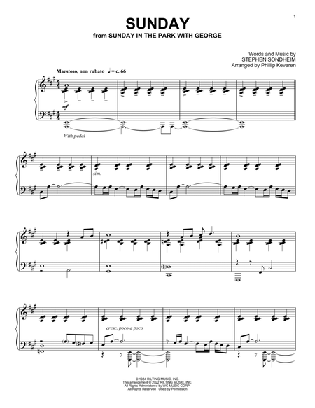 Sunday (from Sunday In The Park With George) (arr. Phillip Keveren)