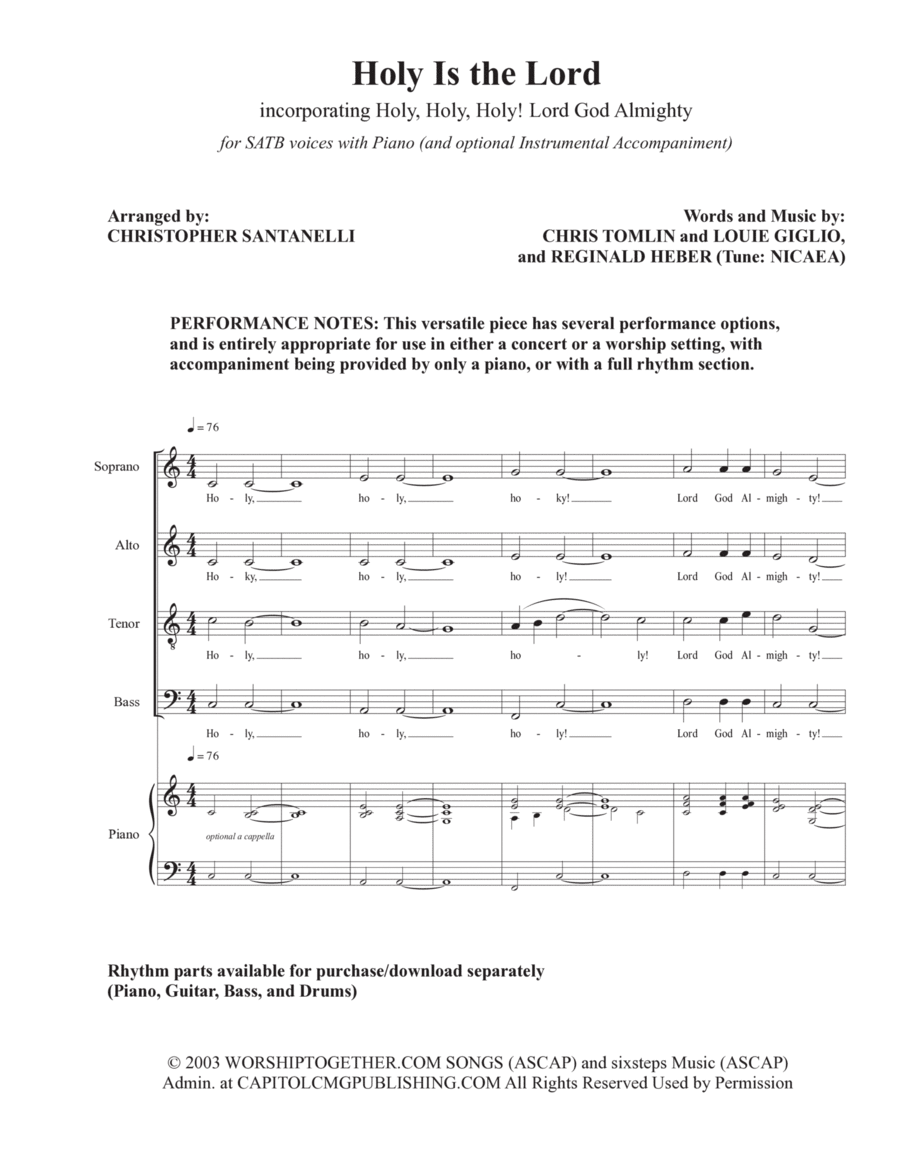 Holy Is The Lord 4-Part scores gallery preview page 1