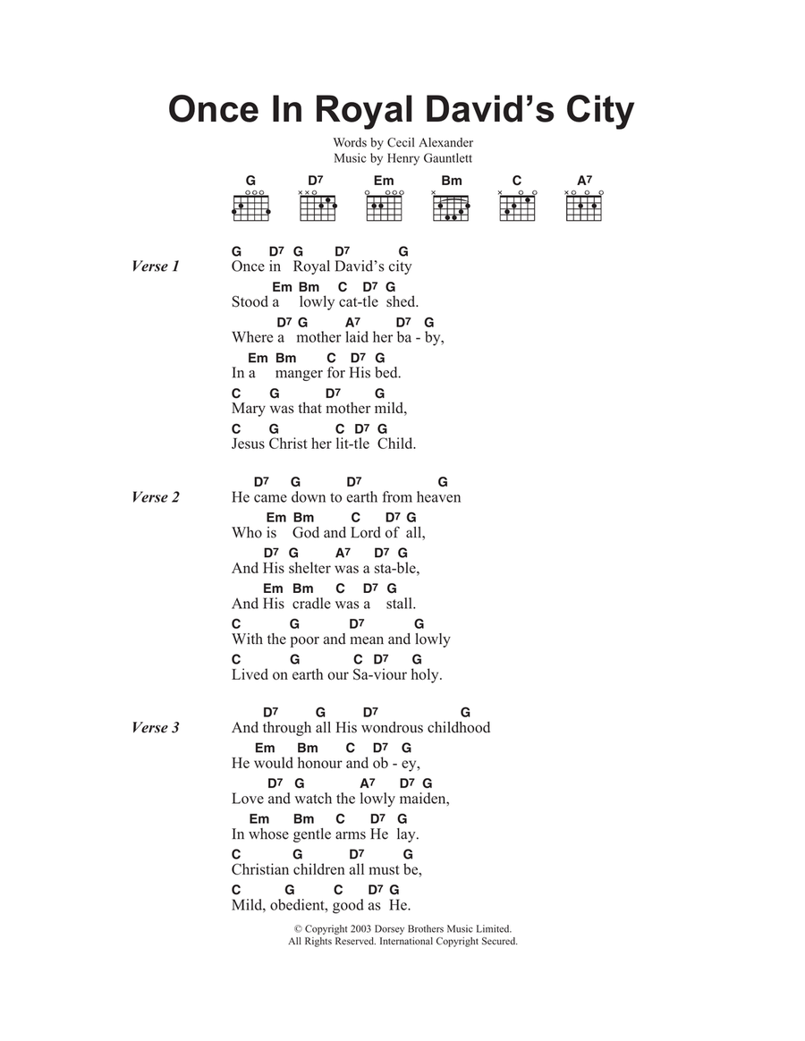 Once In Royal David's City Guitar scores gallery preview page 1