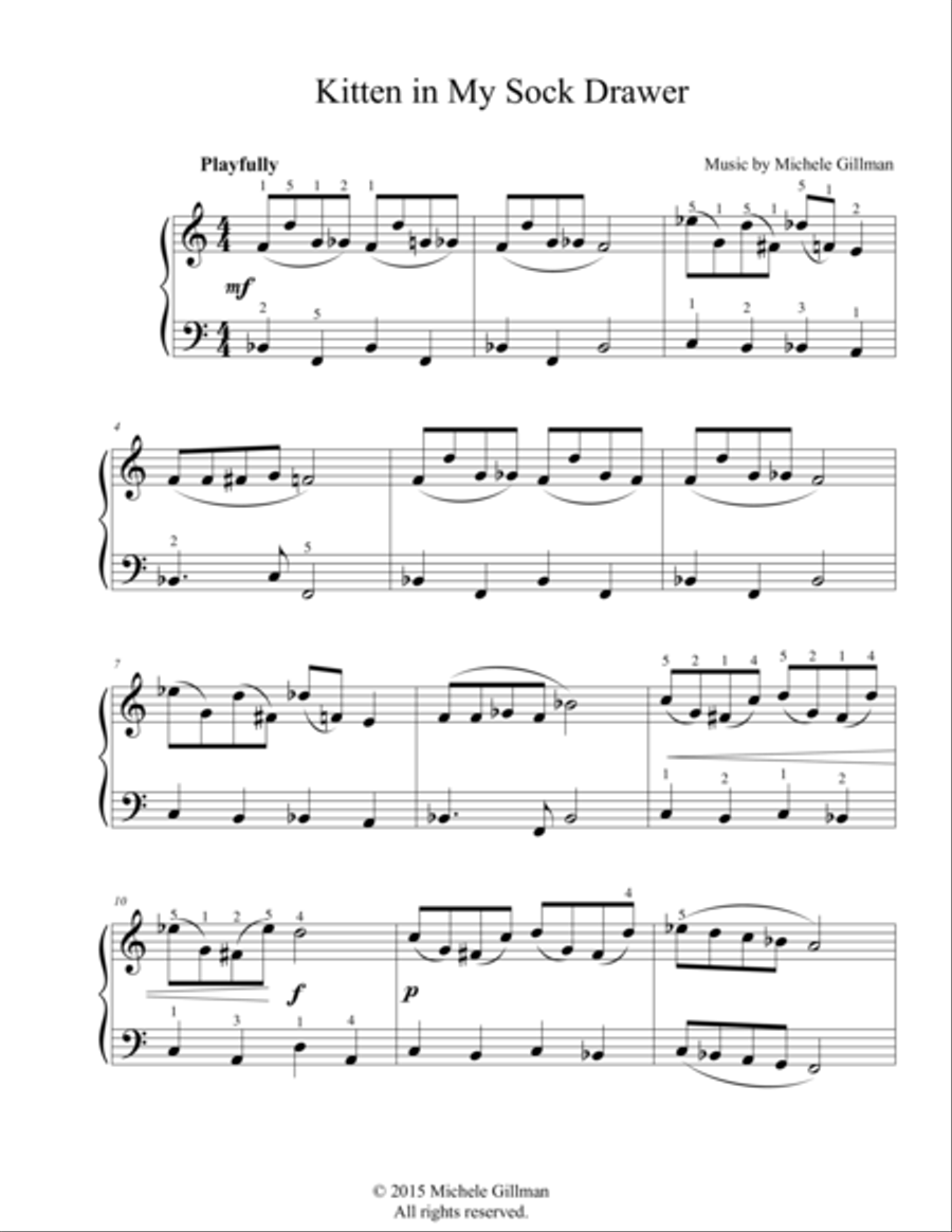 Kitten in My Sock Drawer Piano Solo scores gallery preview page 1