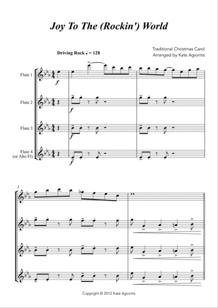 Joy to the (Rockin') World - Rock Carol for Flute Quartet Flute Quartet scores gallery preview page 3