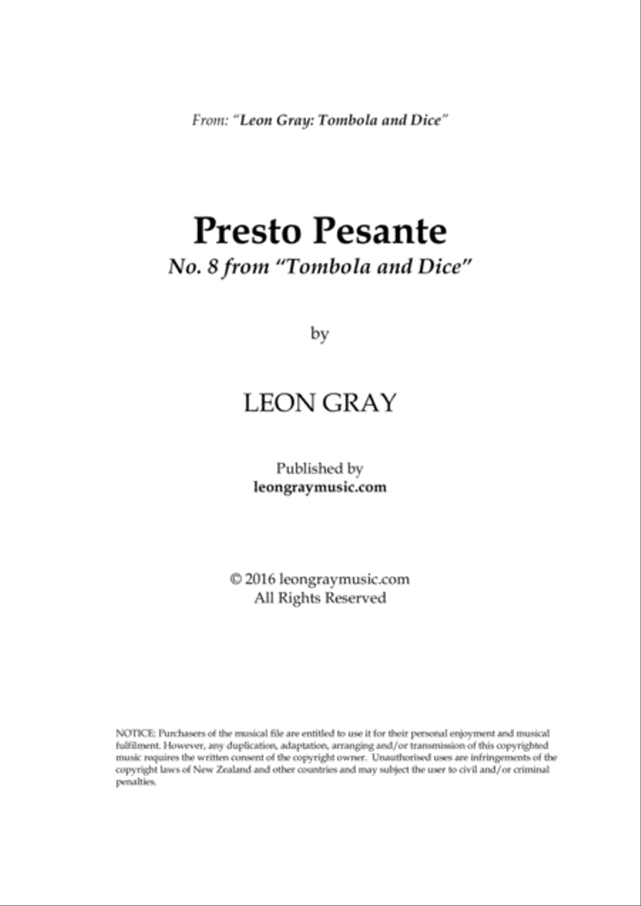 Presto Pesante, Tombola and Dice (No. 8), Leon Gray