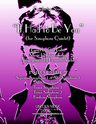 Book cover for It Had to Be You (for Saxophone Quintet SATTB or AATTB)