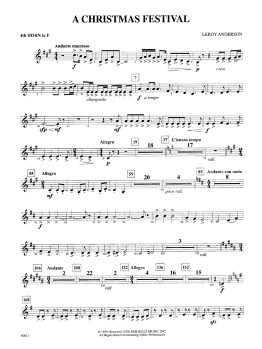 A Christmas Festival: 4th F Horn Full Orchestra scores gallery preview page 1