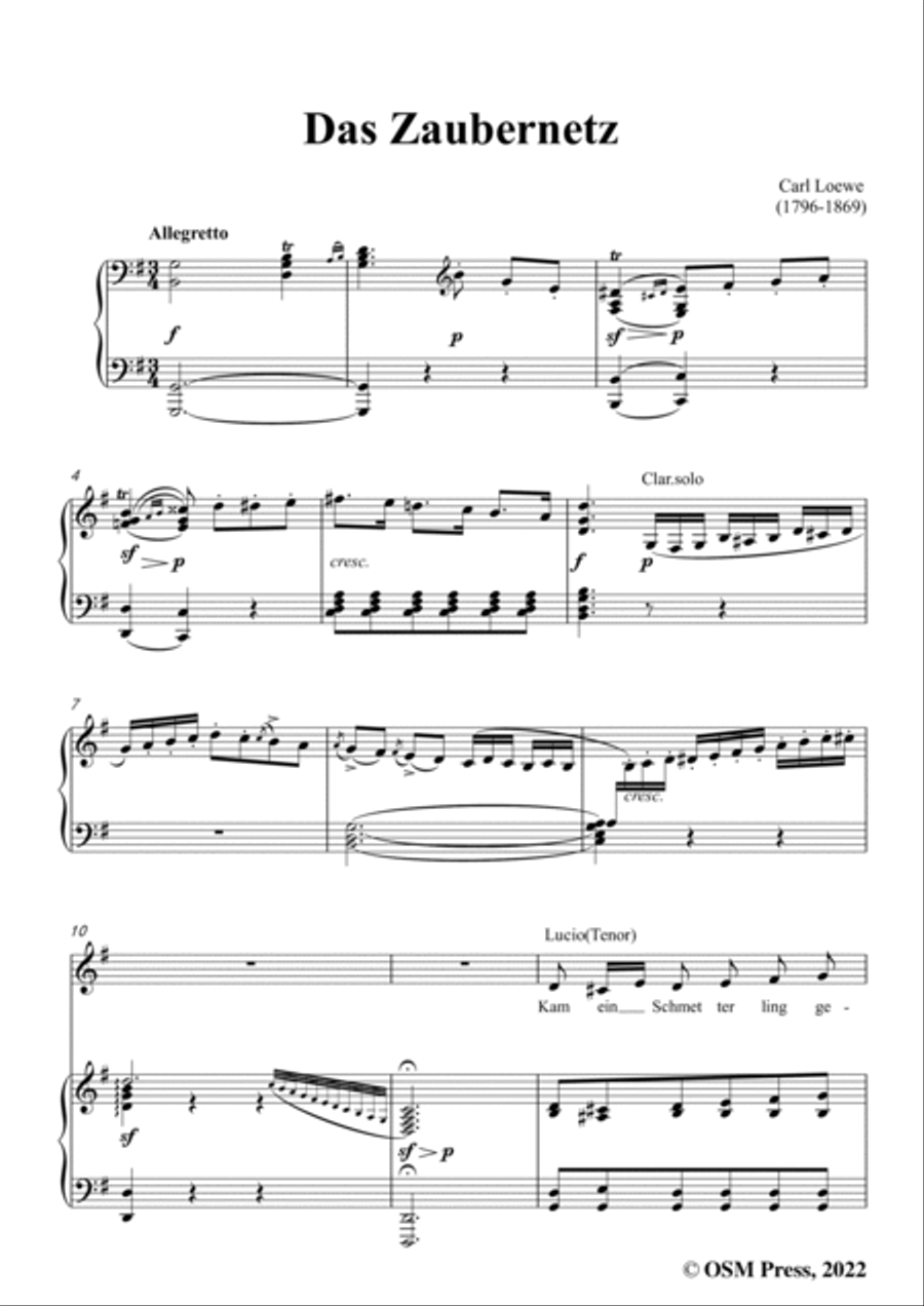 Loewe-Das Zaubernetz,in G Major,for Voice and Piano Voice Solo scores gallery preview page 3