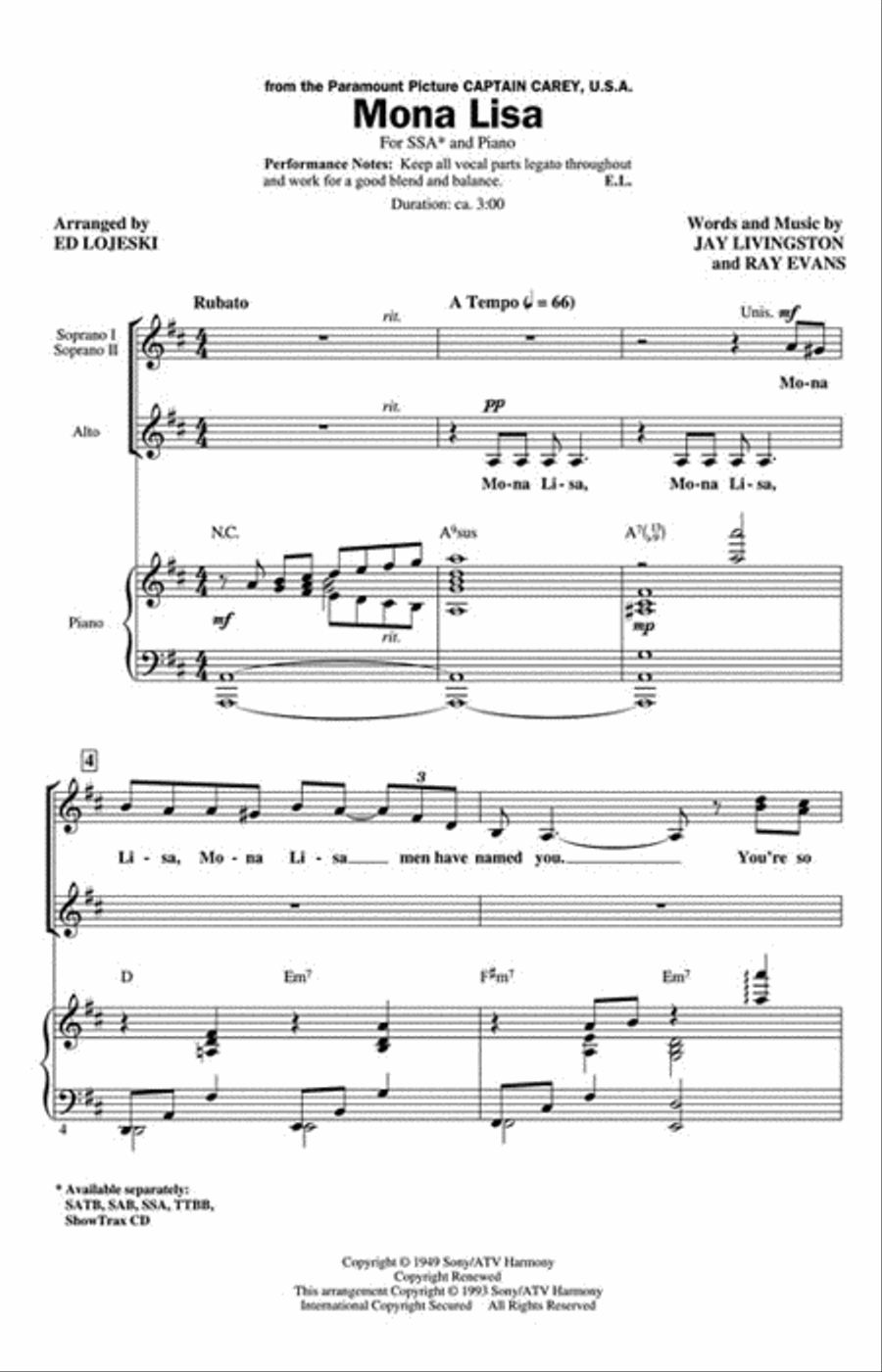 Mona Lisa SSA scores gallery preview page 2