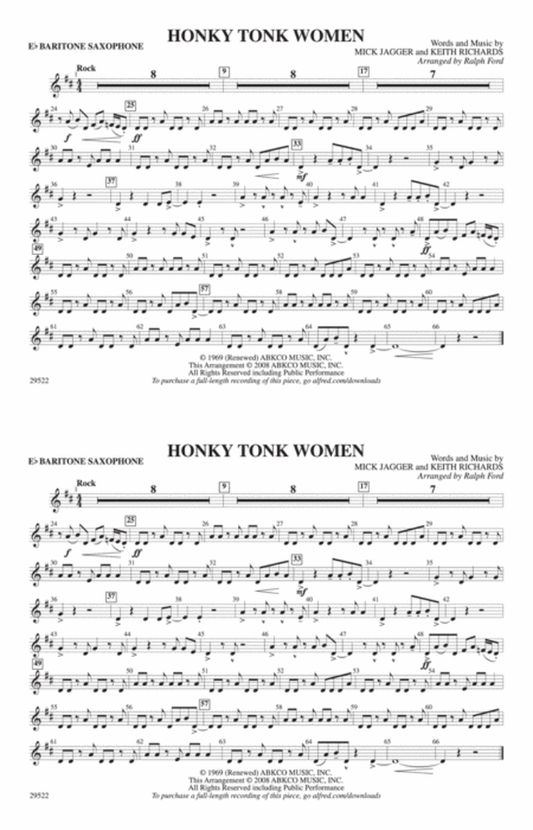Honky Tonk Women: E-flat Baritone Saxophone
