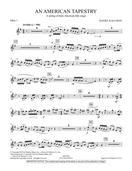 An American Tapestry (for Wind Ensemble) - Oboe 1
