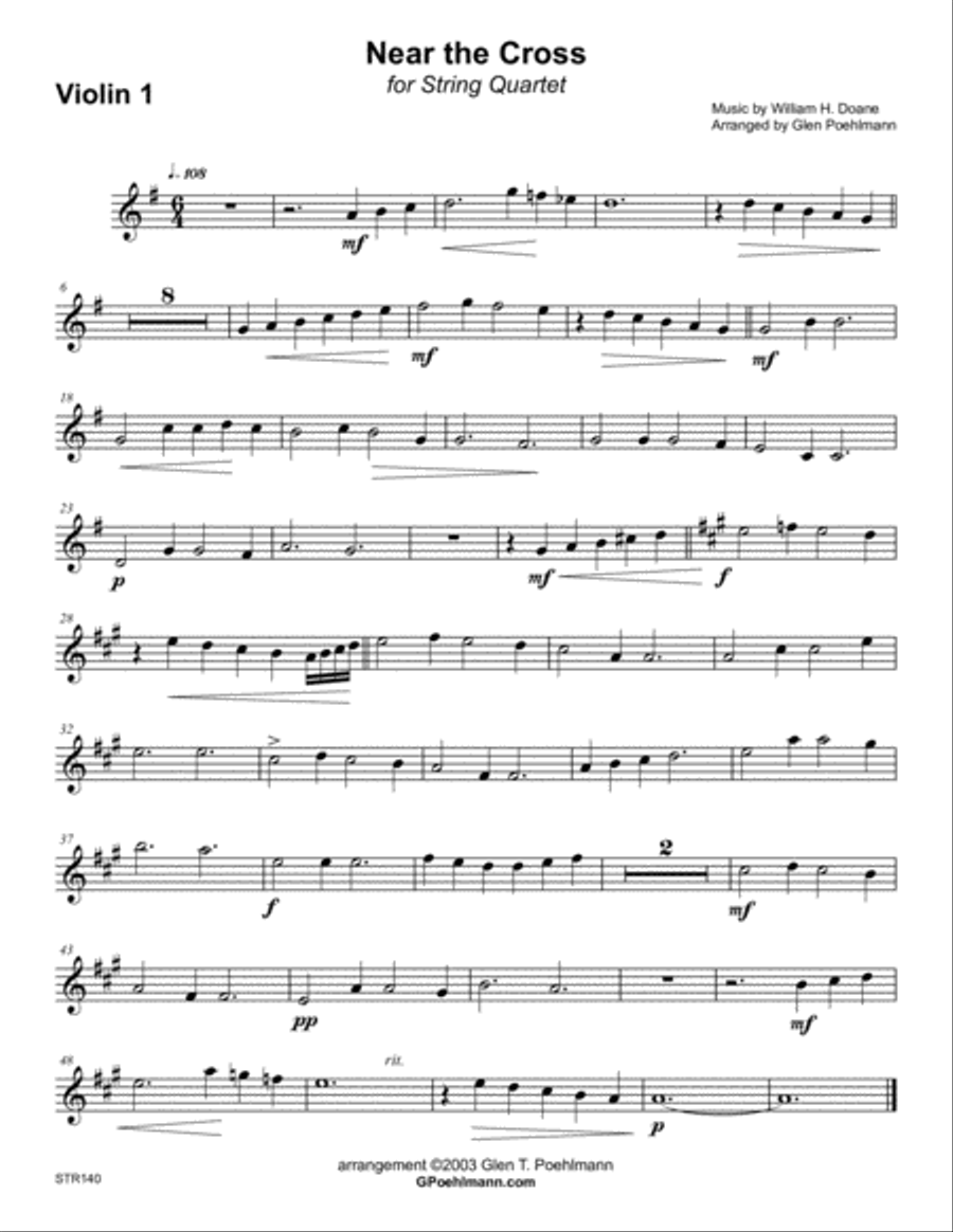 NEAR THE CROSS - STRING QUARTET (or 3 Violins & Viola) - unaccompanied String Quartet scores gallery preview page 4