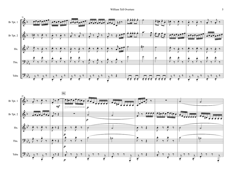William Tell Overture - Brass Quintet Brass Quintet scores gallery preview page 5