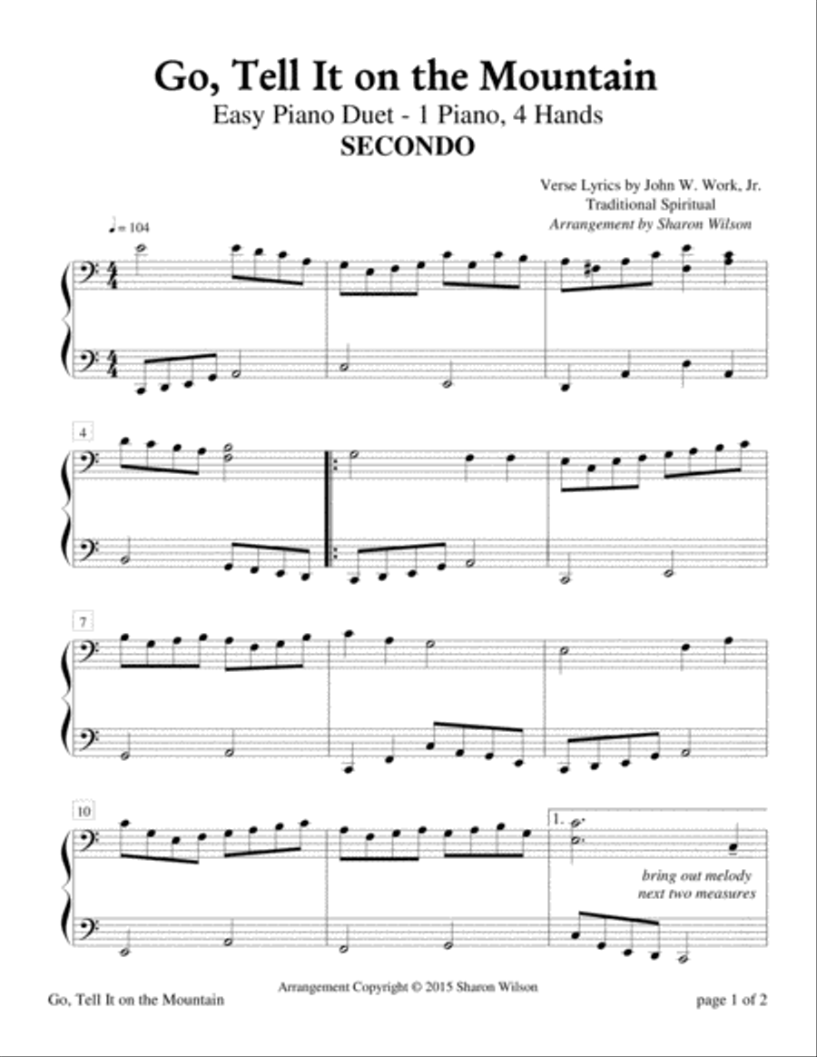 Joy to the World (A Collection of 10 Easy Piano Duets for 1 Piano, 4 Hands)