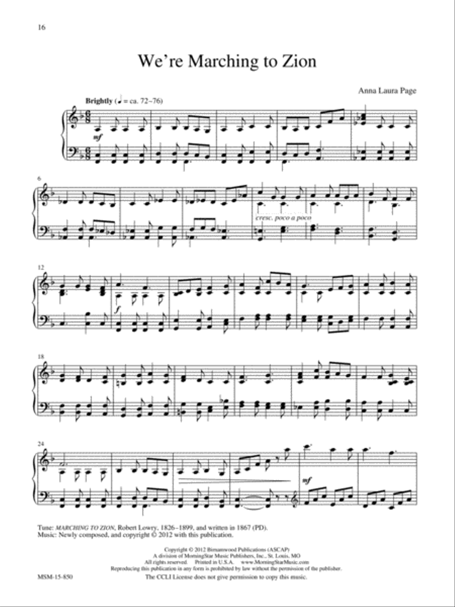 We're Marching to Zion We're Marching to Zion Piano Solo scores gallery preview page 1