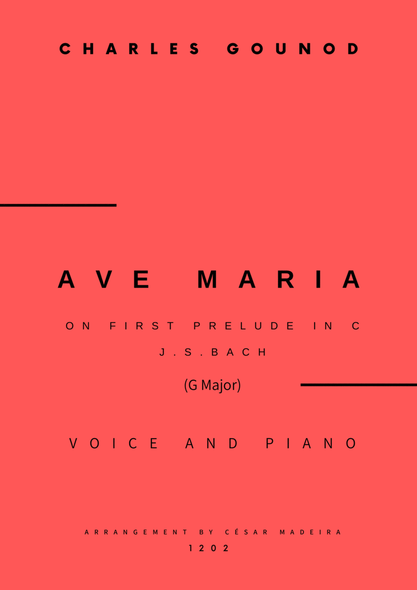 Ave Maria by Bach/Gounod - Voice and Piano - G Major (Full Score and Parts) image number null