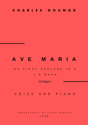 Book cover for Ave Maria by Bach/Gounod - Voice and Piano - G Major (Full Score and Parts)