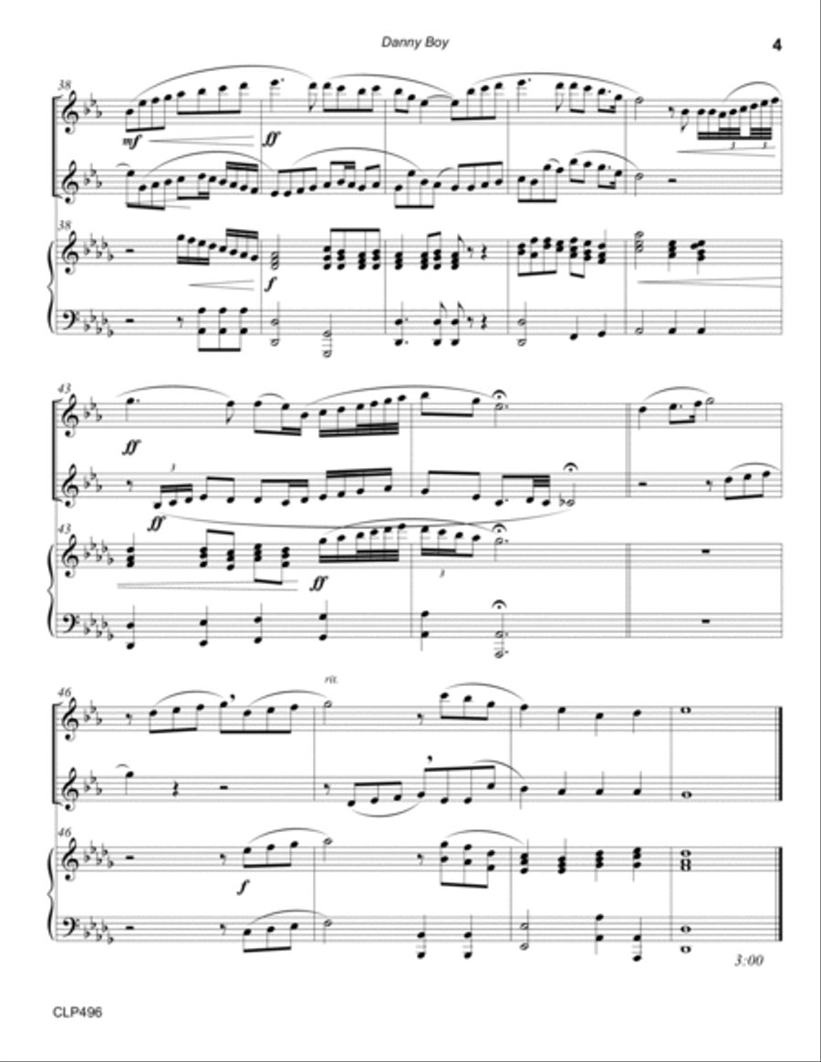 DANNY BOY - CLARINET DUET with Piano Accompaniment Clarinet Duet scores gallery preview page 4
