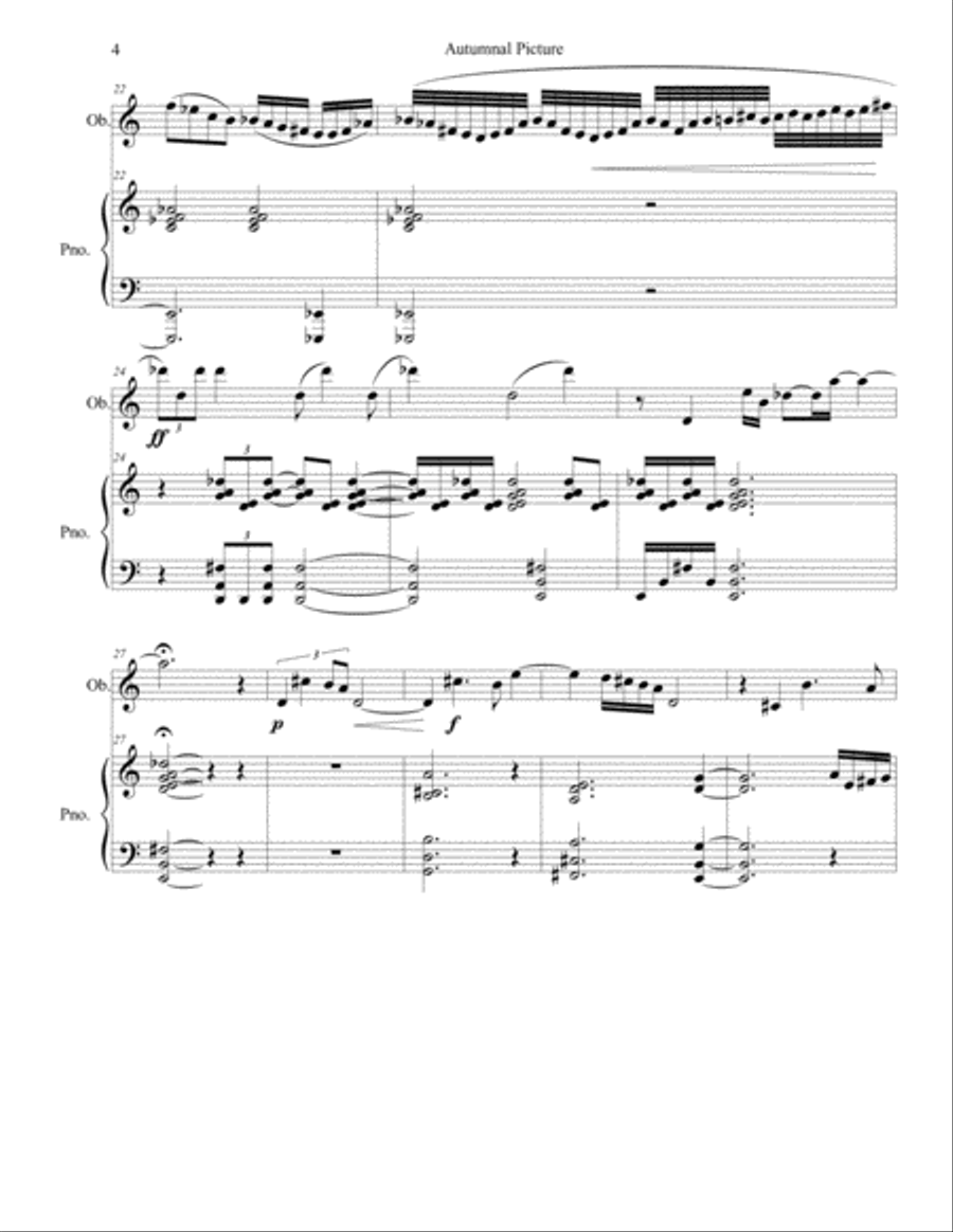 Autumnal Picture, for Oboe and Piano, by Gregory Hamilton
