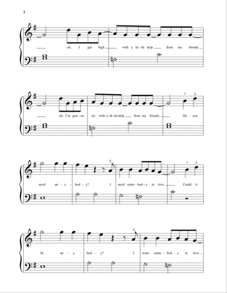 With A Little Help From My Friends Piano Solo scores gallery preview page 2