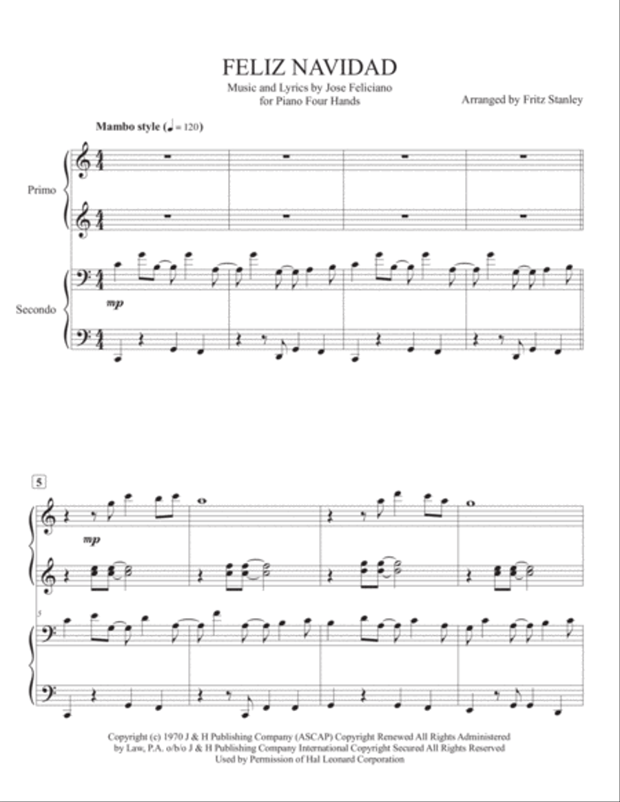 Feliz Navidad Piano scores gallery preview page 2