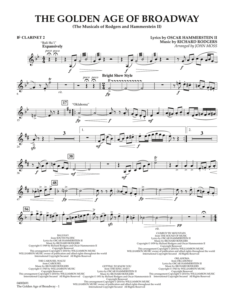 The Golden Age Of Broadway - Bb Clarinet 2 Concert Band scores gallery preview page 1