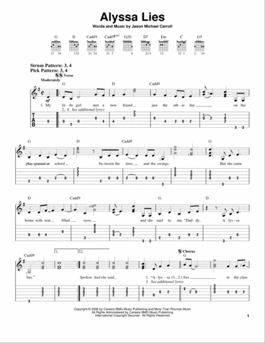 Alyssa Lies Acoustic Guitar scores gallery preview page 1