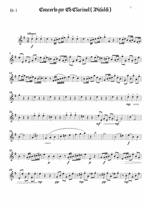 Concerto for Eb Clarinet and Clarinet Choir from Vivaldi Piccolo Concerto RV 443