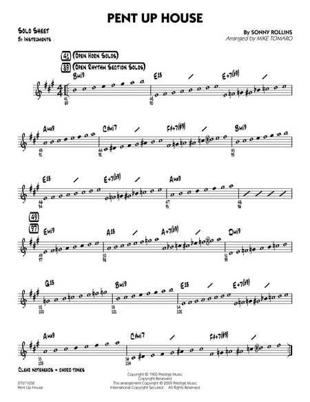 Pent Up House - Bb Solo Sheet