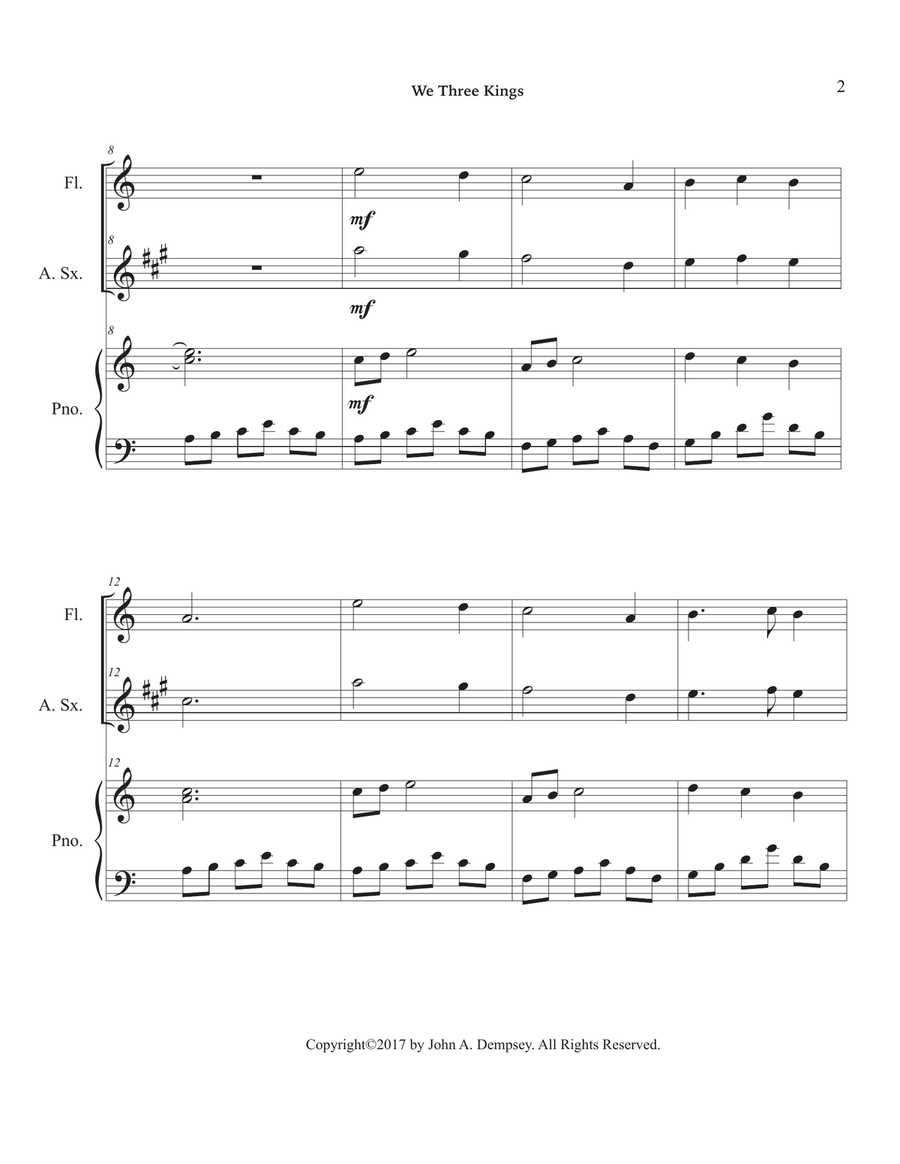 We Three Kings (Trio for Flute, Alto Sax and Piano) Small Ensemble scores gallery preview page 6