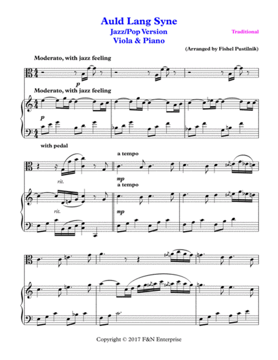 "Auld Lang Syne" for Viola and Piano image number null