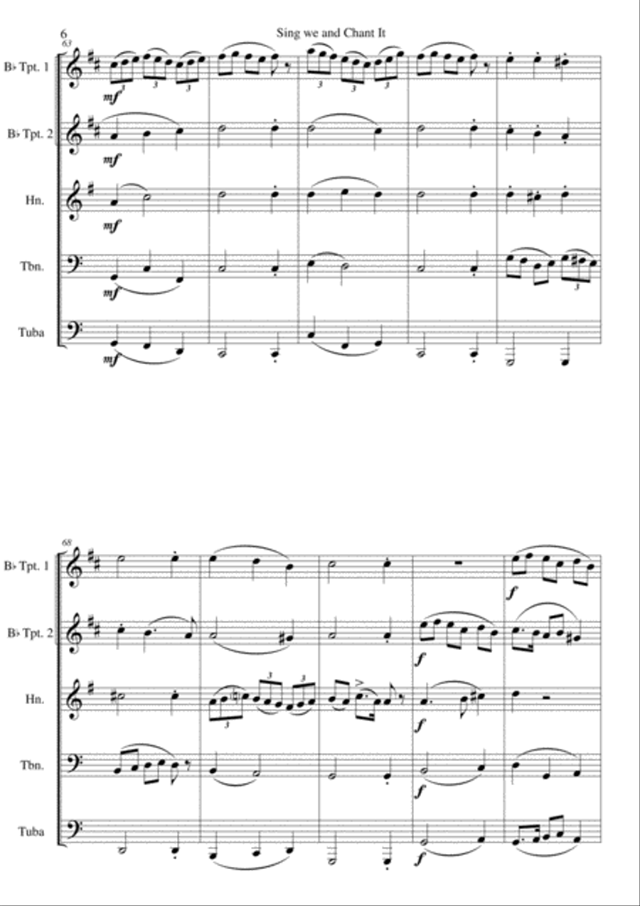 Sing we and chant it (with variations) for brass quintet Brass Quintet scores gallery preview page 6