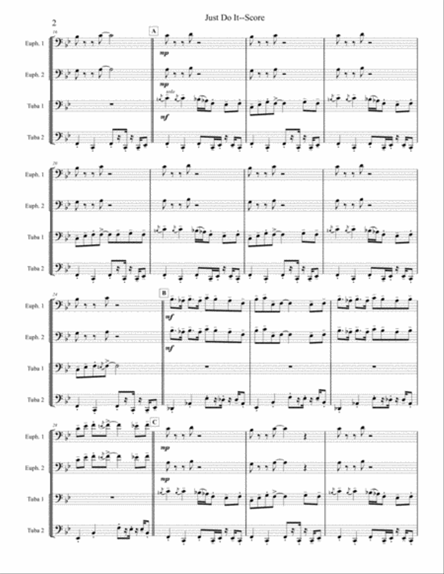 Just Do It - Tuba/Euphonium Quartet Brass Ensemble scores gallery preview page 2