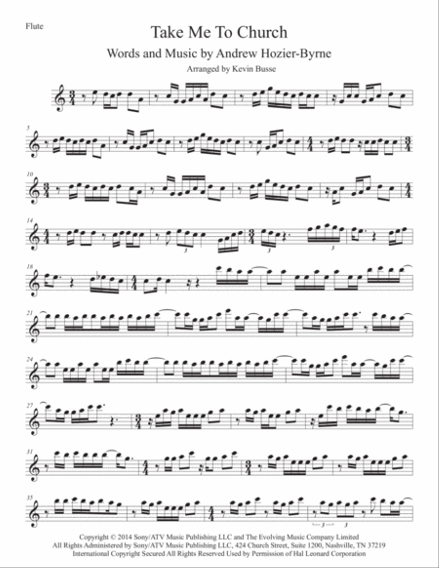 Take Me To Church Flute Solo scores gallery preview page 1