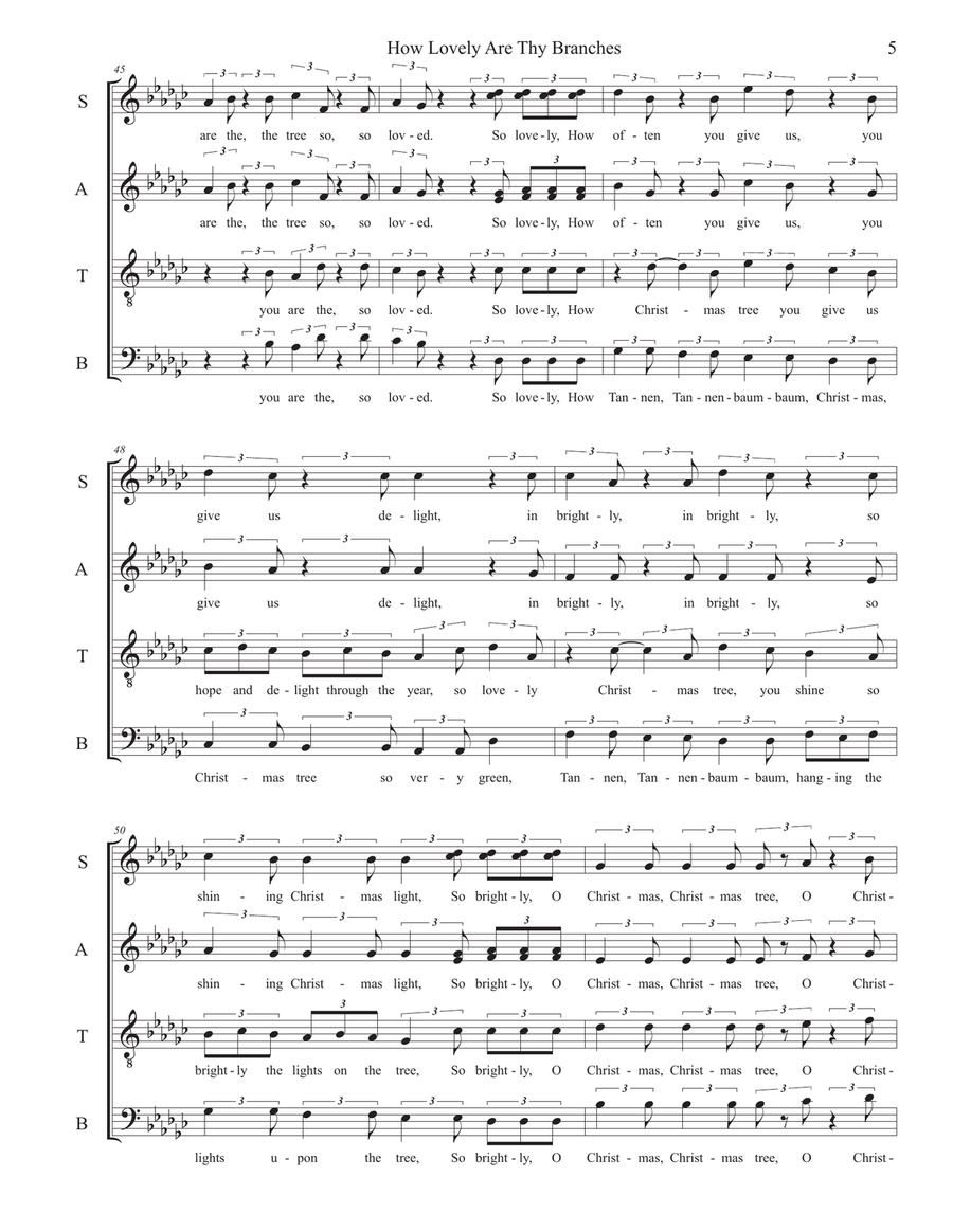 How Lovely Are Thy Branches? (O Tannenbaum/O Christmas Tree) 4-Part scores gallery preview page 6