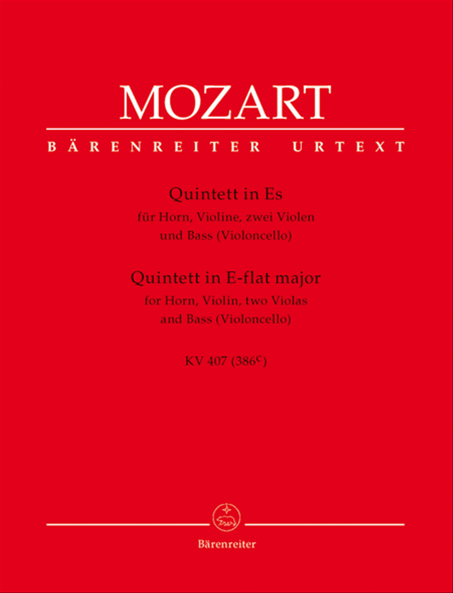Quintet for Horn, Violin, two Viols and Bass (Violoncello) E flat major KV 407 (386c) Horn scores gallery preview page 1