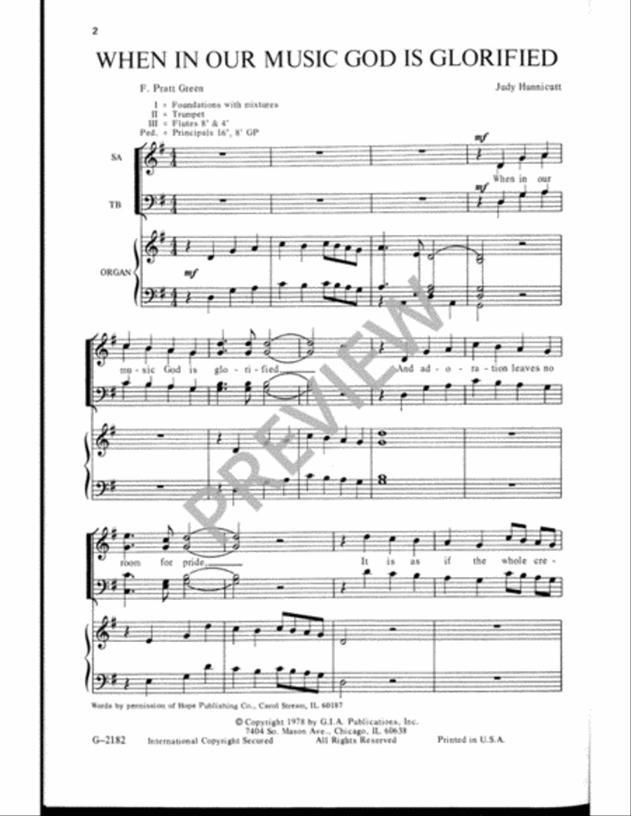 When, in Our Music, God Is Glorified 4-Part scores gallery preview page 3