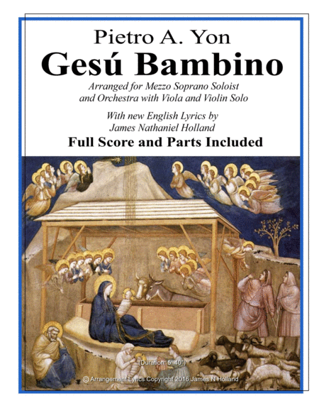Gesu Bambino for Mezzo Soprano Voice Orchestra, Score and Parts and new English Lyrics image number null